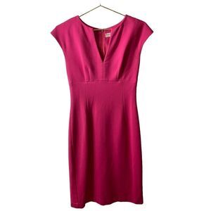 Trina Turk Hot Pink Cap Sleeve V Neck Shift Dress Size 6
